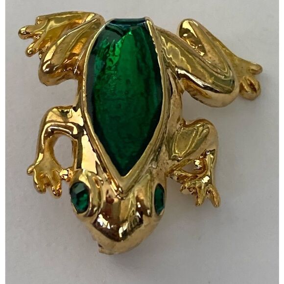 Vintage 80’s Enamel Frog Pin Label - Picture 3 of 4